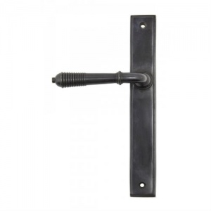 Reeded Slimline Sprung Lever Door Handle on Various Backplates